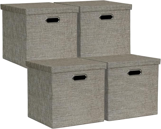 Posprica Storage Bins with Lids, 13×13×13 Foldable Storage Cube Baskets Boxes by Posprica