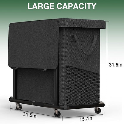 60 Gal Laundry Basket with Lid, Rolling Laundry Hamper with Wheels, Dirty - Image 6