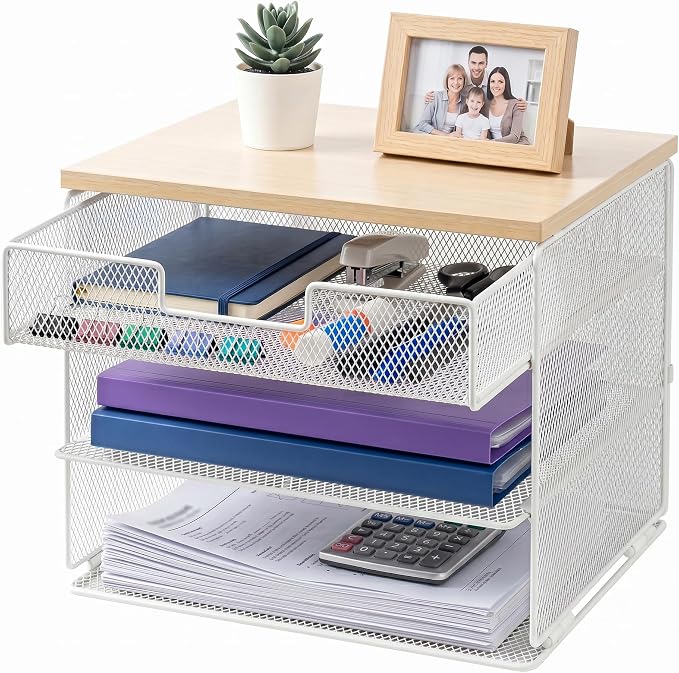 4-Tier Mesh Desk Organizer and Accessories by Uwoodia