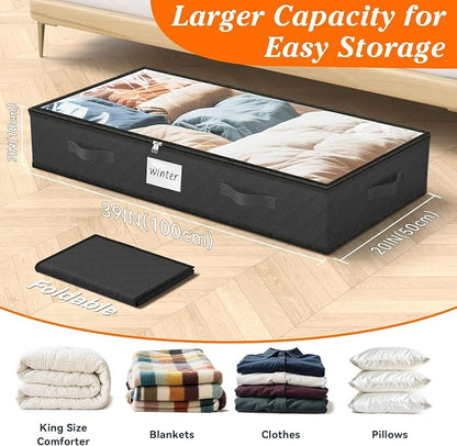 SpaceWhisper 90L Under Bed Storage Containers, Foldable Closet Organizers and - Image 2