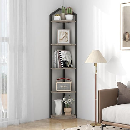 Fun Memories 5 Tier Corner Shelf, 70” Corner Shelf Stand, Corner Bookshelf by FunMemories