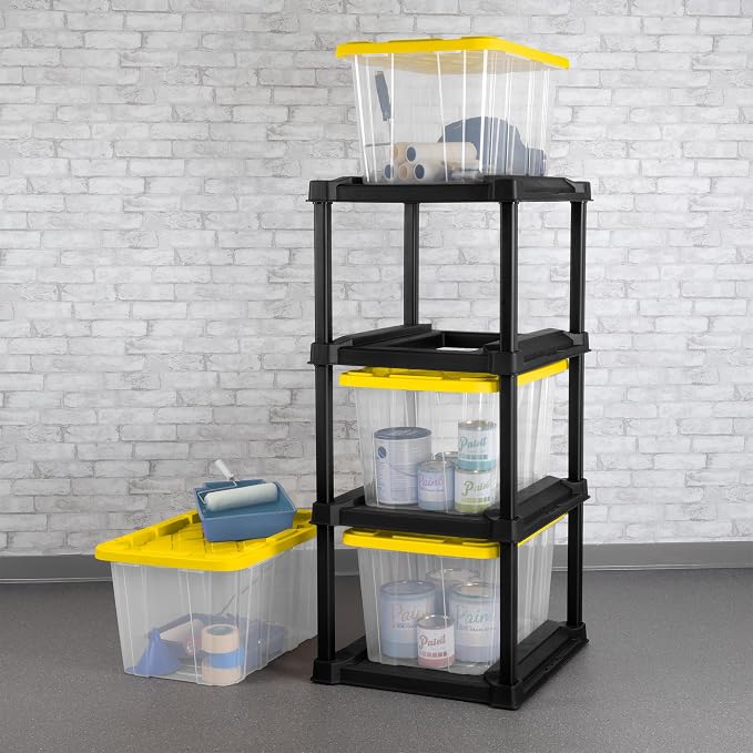 Sterilite 4-Tier Tote Rack & 4-Pack 27 Gallon Storage Box, Shelf and Tote - Image 7
