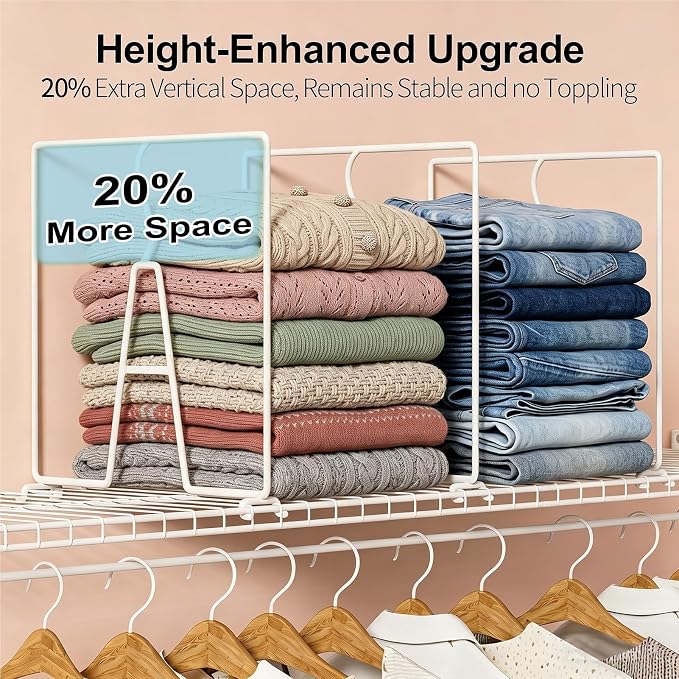 Wire Shelf Dividers for Closet: Clothes, Sweater Organizer, Vertical White - Image 4