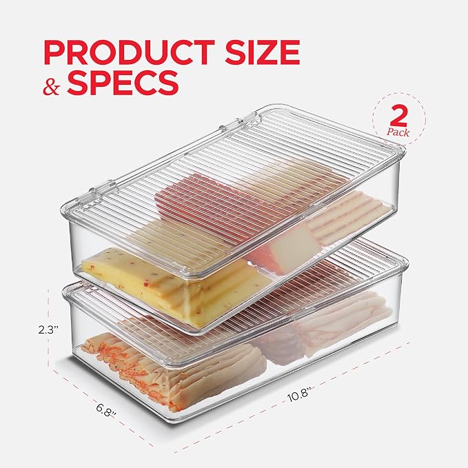 Tafura Bacon Container For Refrigerator Fridge Storage Organizer | Cheese & - Image 3