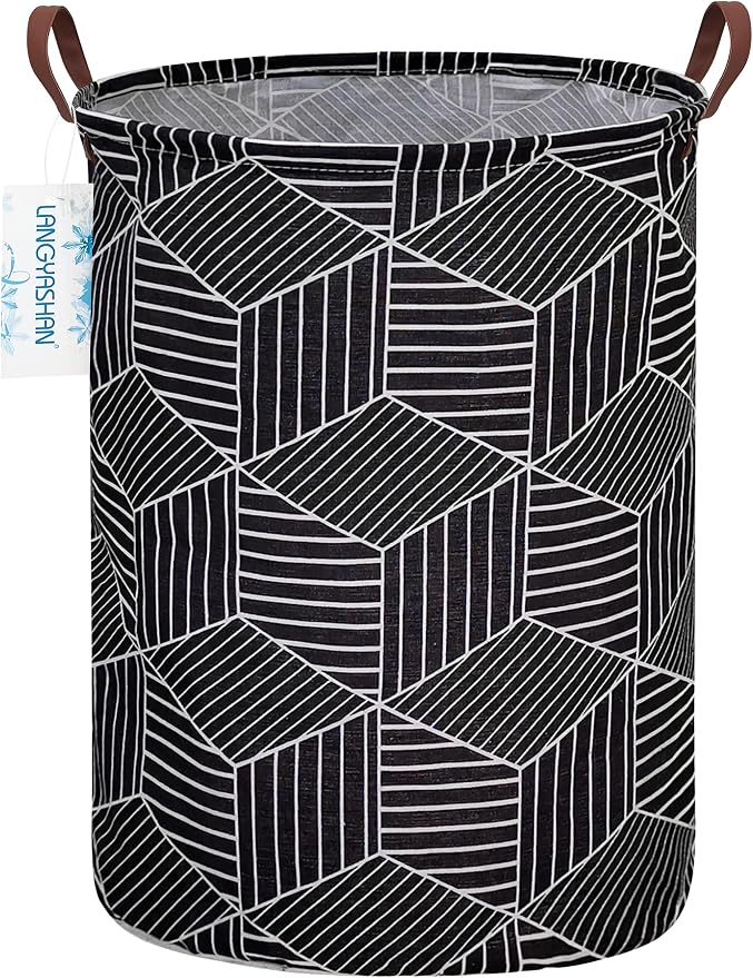 LANGYASHAN Laundry Basket Canvas Fabric Collapsible Organizer Basket by LANGYASHAN