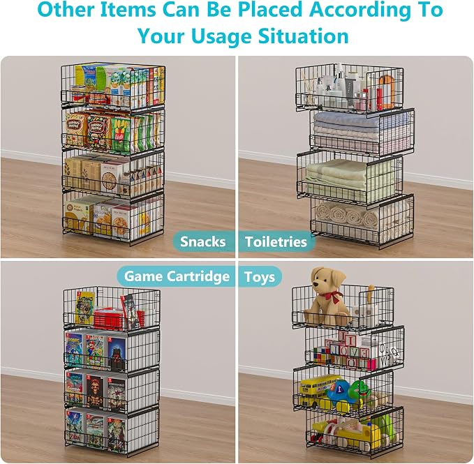4-Tier Sliding Closet Organizers and Storage Shelves, Stackable Closet Shelf - Image 8