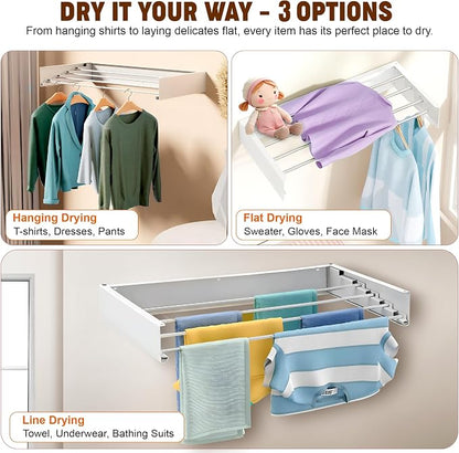 32” Foldable Clothes Drying Rack Wall Mounted - Image 6