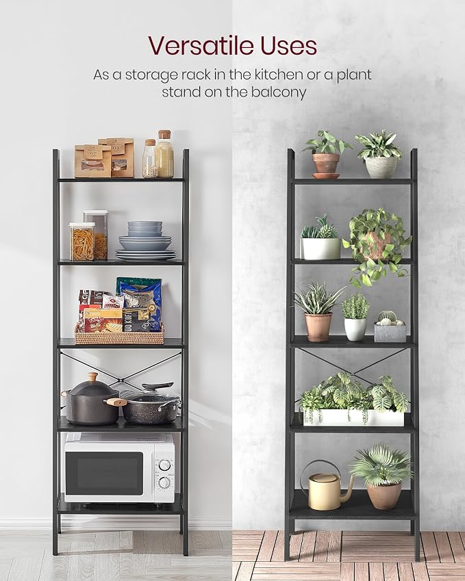 VASAGLE Ladder Shelf, 5-Tier Bookshelf, Storage Rack, Bookcase - Image 9