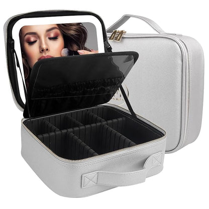 MOMIRA Makeup Bag with Mirror and Light Travel Makeup Train Case Cosmetic Bag by MOMIRA