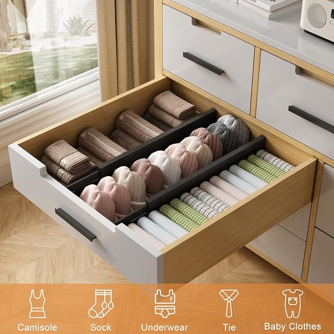 Bamboo Drawer Dividers, 17-22" Adjustable Kitchen Drawer Organizer - Image 4