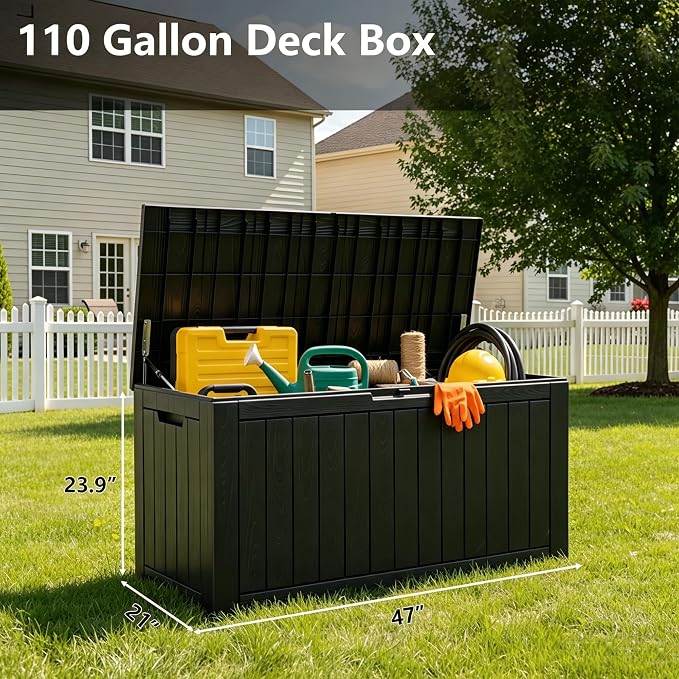KAMABOKO 110 Gallon Waterproof Large Resin Deck Box, Lockable Large Outdoor - Image 2