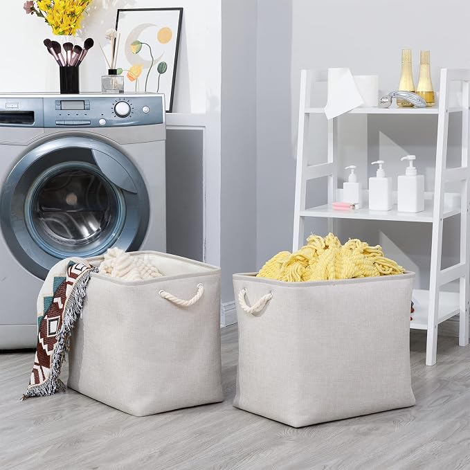 Bidtakay Fabric Beige Baskets Extra Large Organization Baskets - Image 3