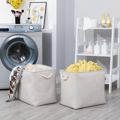 Bidtakay Fabric Beige Baskets Extra Large Organization Baskets - Image 3