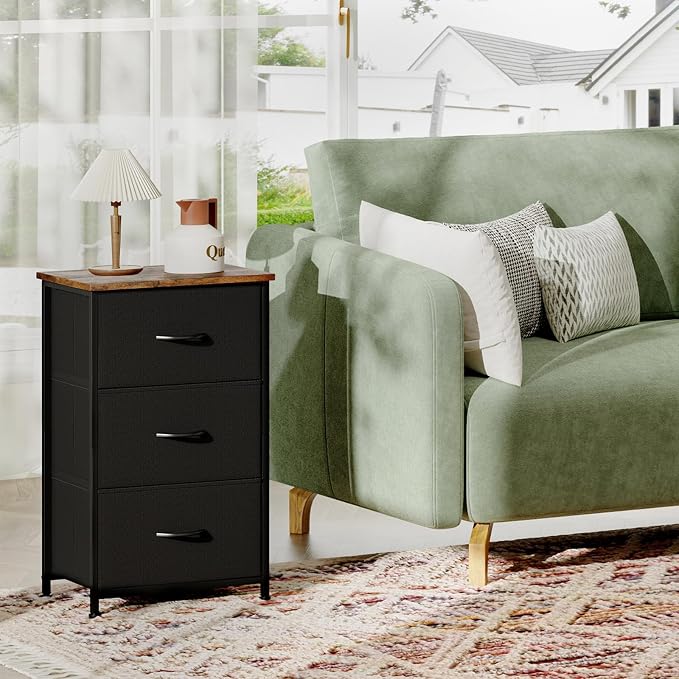 Somdot Dresser for Bedroom, 3 Drawer Storage Cabinet, Steel Frame and Mdf Wood - Image 4
