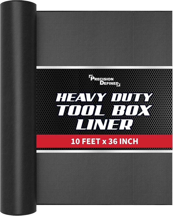 PD Tool Box Drawer Liner 10 ft x 36 in Black Thick Non-Slip Cabinet Mat | by PrecisionDefined
