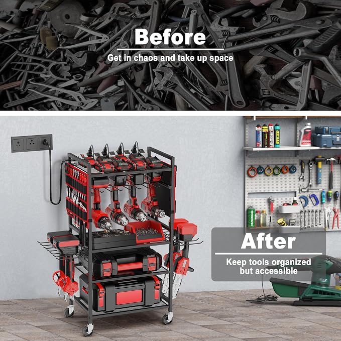 JUNNUJ Garage Large Power Tool Organizer Cart - Image 7