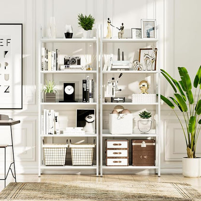 NUMENN Bookshelf, 5 Tier Freestanding Shelving Unit, Falling Prevention Baffle - Image 5