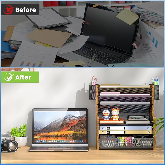 DAOUTIME 6-Tier Mesh Desk Organizer - Image 4