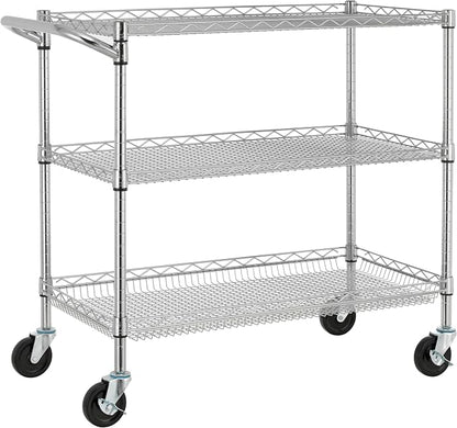Finnhomy 3 Tier Heavy Duty Commercial Grade Utility Cart, Wire Rolling Cart by Finnhomy