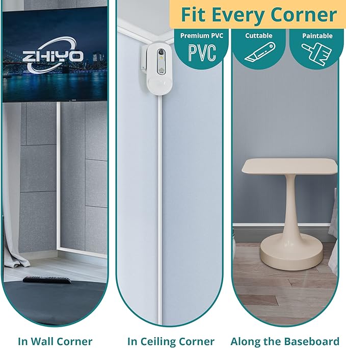 ZhiYo Corner Cable Hider for 1 Cord, Hide Wires on Wall Corner, Self-Adhesive - Image 5