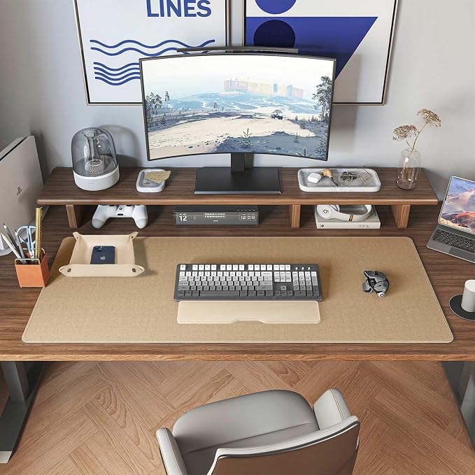 DAWNTREES Dual Sided Desk Mat, Leather Desk Pad, Cork Desk Mat Protector - Image 7
