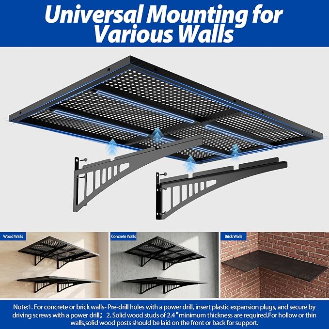 Avalution Garage Wall Shelving 4 Pack, 2x3ft Garage Shelving Wall Mounted - Image 4