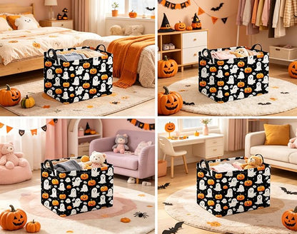 Halloween Basket Cute Baskets for Kids Pumpkin Basket Rectangular Storage Bin - Image 3