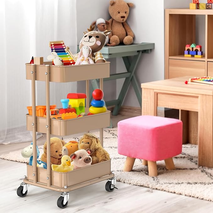 Simple Houseware 3-Tier Compact Utility Rolling Cart, Low 24” Height Fits Under - Image 5