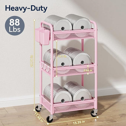 YASONIC 3 Tier Rolling Cart – Metal Utility Storage Cart - Image 3