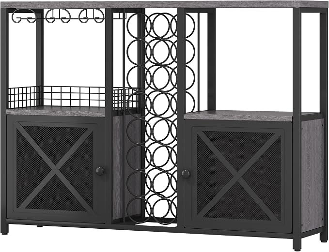 Homeiju Mini Bars for Home, Wooden Coffee Bar Cabinet, Modern Liquor Cabinet - Image 9