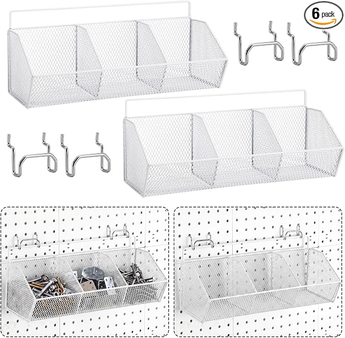 Hicarer 2 Pcs Divided Pegboard Baskets by Hicarer