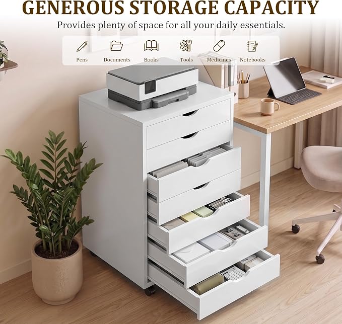 7 Drawer Mobile File Cabinet - Image 5