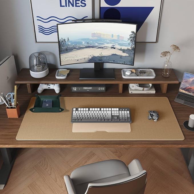 DAWNTREES Dual Sided Desk Mat, Leather Desk Pad, Cork Desk Mat Protector - Image 7