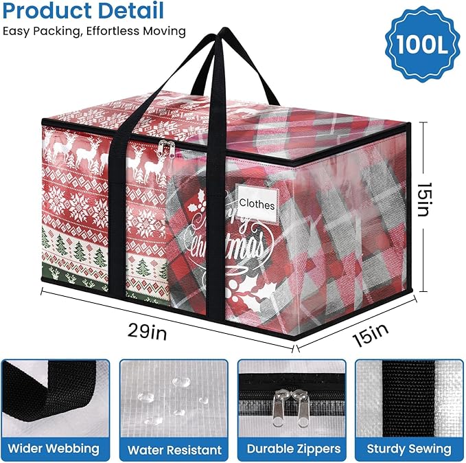 RoomHacks Clear Heavy Duty Extra Large Storage Bags, Reinforced Handles and - Image 2