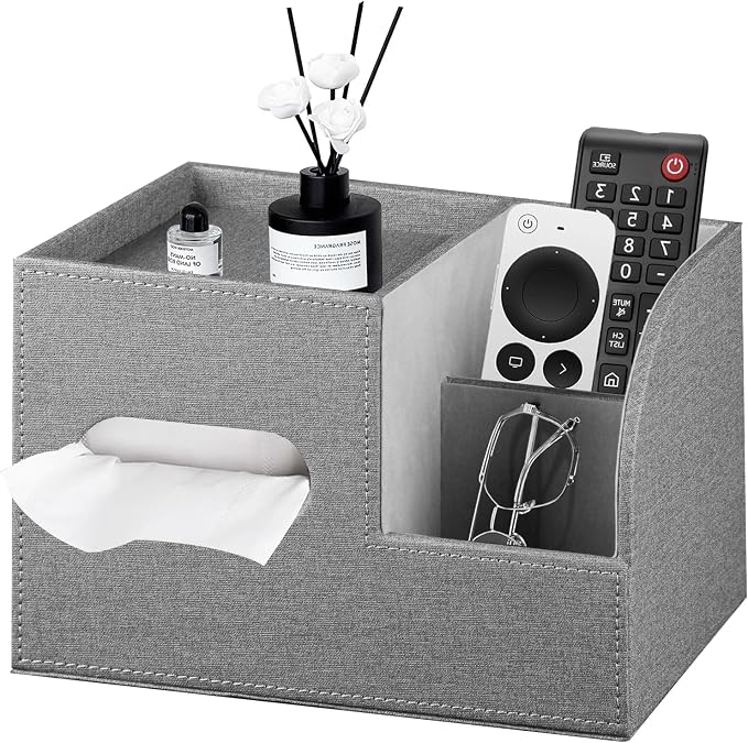 PU Leather Tissue Box Cover Square, Tissue Box Holder Organizer by YAPISHI