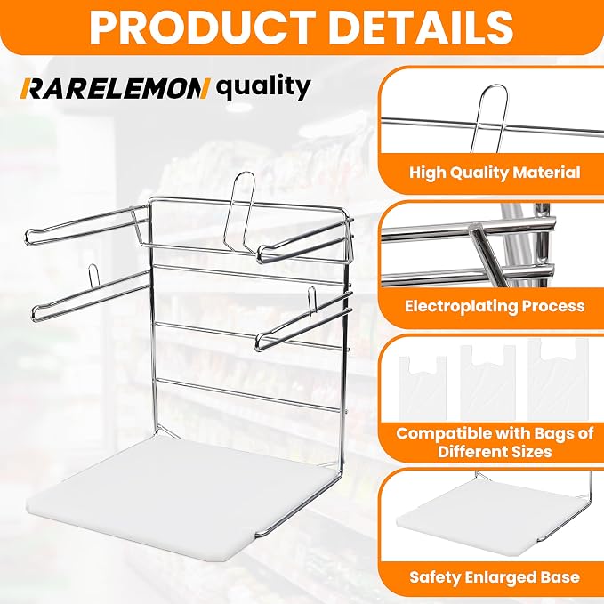 Bag Holder Stand for Plastic Bags – 15.7”Wx12.4”Dx12.4”H Metal Grocery Sack - Image 2