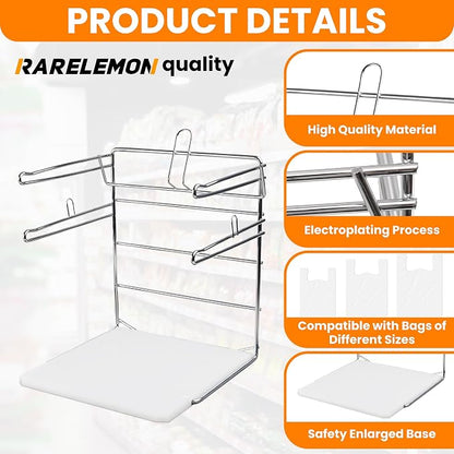 Bag Holder Stand for Plastic Bags – 15.7”Wx12.4”Dx12.4”H Metal Grocery Sack - Image 2