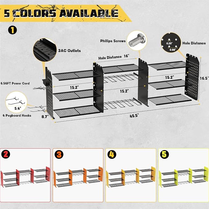 Power Tool Organizer with Charging Station Wall Mount, 3 Layer Expanded Heavy - Image 3