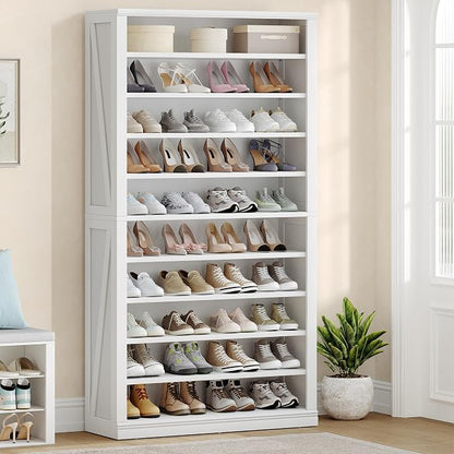 Hzuaneri Shoe Storage Cabinet, 10 Tiers Farmhouse Tall Shoe Cubby Organizer | by Hzuaneri