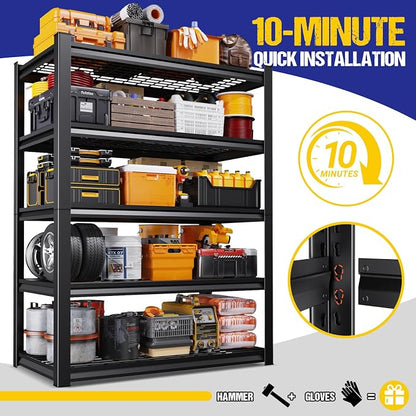 45.6" W Garage Shelving Heavy Duty Storage Shelves, 5-Tier Adjustable Metal - Image 7