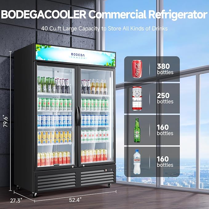 BODEGACOOLER Commercial Merchandiser Refrigerator, 2 Glass Door Commercial - Image 2