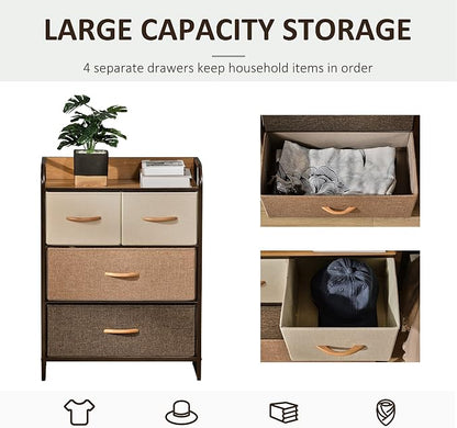 HOMCOM 4-Drawer Dresser, Fabric Chest of Drawers, 3-Tier Storage Tower - Image 5