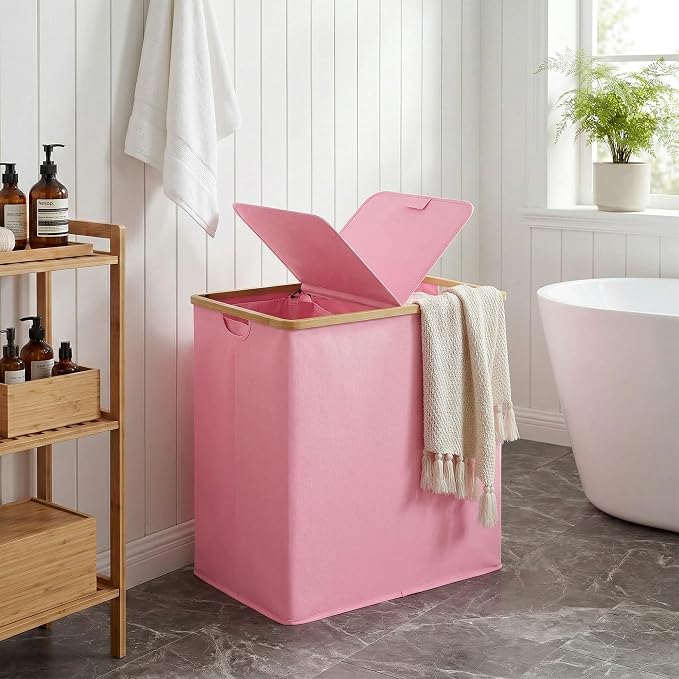 efluky Laundry Hamper with Lid, Double Laundry Basket with 2 Removable Bags - Image 5