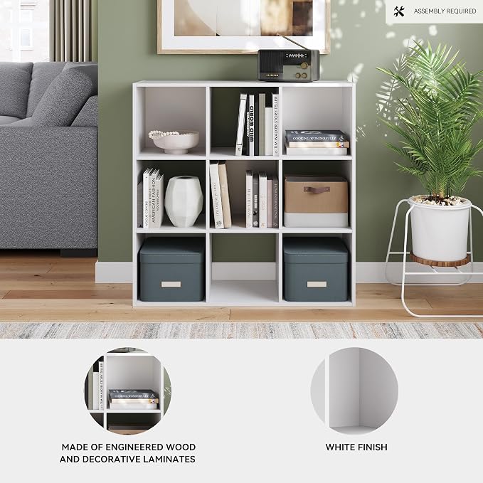 Signature Design by Ashley Onita Modern 3-Tier Floor Standing 9 Cube Organizer - Image 4