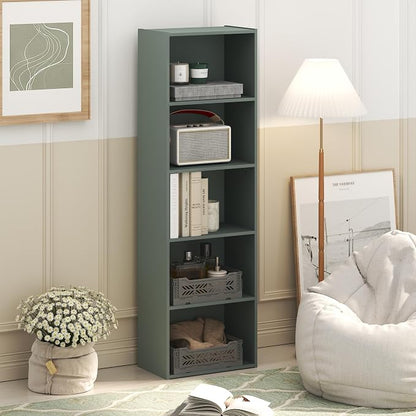 Furinno LUDER Book Shelf, 5-Tier Bookshelf, 9.4" x 15.8" x 52", - Image 2
