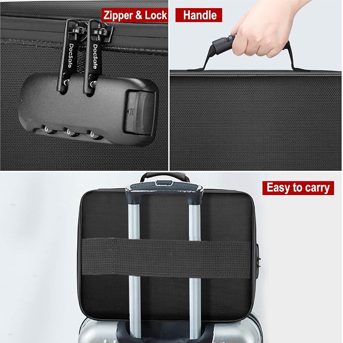 DocSafe Document Bag with Lock, Fireproof 3-Layer File Storage Box, Document - Image 7