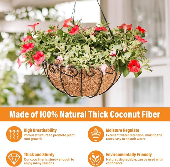 2 Pack 10 Inch Metal Hanging Baskets - Image 3