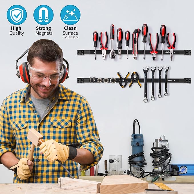 4 Pieces 24" Magnetic Tool Holder Strip, Metal Tool Organizer Rack - Image 2