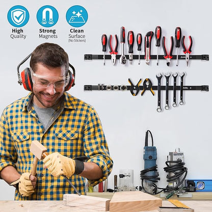 4 Pieces 24" Magnetic Tool Holder Strip, Metal Tool Organizer Rack - Image 2