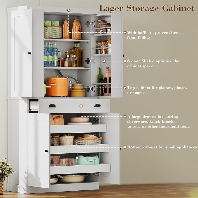 IRONCK 72" Kitchen Pantry Cabinet - Image 4